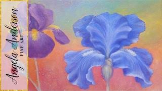 Iris Flower Acrylic Painting Instruction | How to Paint Irises | Angelooney Floral