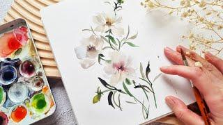 Easy Muted Loose Watercolor Florals Tutorial