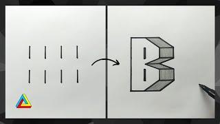 How to Draw 3D Letter B | Plain Sheet