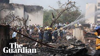 Footage shows aftermath at Air India flight 171 crash site