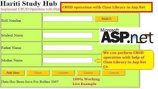 Easy Way to Implement CRUD Operation with Class Library in Asp.Net C# | Hindi | Free Online Classes