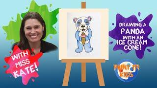 Drawing for Kids- How to Draw a Panda with Ice Cream - Art for Kids - Cute drawings