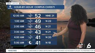 Temperatures will gradually drop throughout the night, near below-freezing temps expected