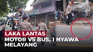 Adu Banteng Motor Vs Bus di Kuningan Jabar, 1 Nyawa Melayang  | OneNews Update