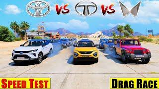 GTA 5 : Mahindra Vs Toyota Vs Tata Cars Top Speed + Drag Race in GTA 5