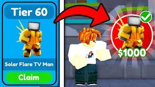 I GOT SOLAR FLARE TV MAN FOR FREE!!  TTD UPDATE  | Toilet Tower Defense