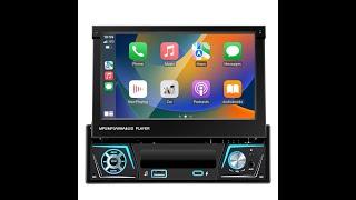 Wireless Wired CarPlay Android Auto Car Stereo 7 inch Retractable Screen Bluetooth RDS AM FM Radio