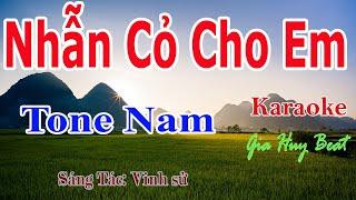Nhẫn Cỏ Cho Em - Karaoke - Tone Nam - Nhạc Sống - gia huy beat