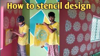 How to stencil design painting || stencil 2 #alam2n