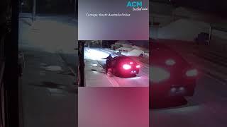 Getaway car engulfed in flames with alleged arson suspects inside
