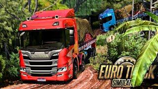 OS CAMINHÕES ARQUEADOS SOFRERAM NA ESTRADA DE LAMA COM ATOLEIROS! - EURO TRUCK SIMULATOR 2