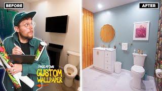 I Makeover my Nasty Bathroom w/ Custom Wallpaper!