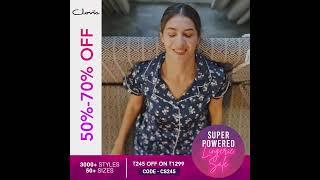 Clovia Nightwear | Super Powered Lingerie Sale is LIVE | 50%-70% OFF | Top, shorts, pyjamas & more