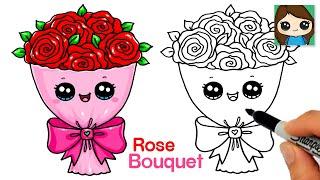 How to Draw Roses Super Easy Valentines Flower Bouquet Art