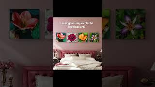 Vibrant Tropical Flowers Close-Up Nature Photography | Unframed Canvas Wall Art Set of 4 Prints