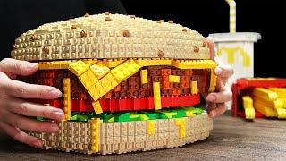 GIANT LEGO McDonald's Fast Food Meal Challenge! Most EVERY Expensive Fast Food Cooking