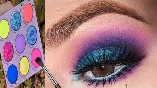 Pink & blue glitter eye makeup tutorial/sky blue eye makeup