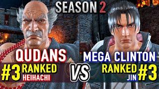 T8  QUDANS (#3 Ranked Heihachi) vs MEGA CLINTON (#3 Ranked Jin)  Tekken 8 High Level Gameplay