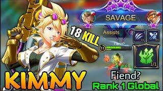 SAVAGE!! 18 Kills Kimmy Jungle Emblem + Hybrid Build - Top 1 Global Kimmy Fiend?  - Mobile Legends