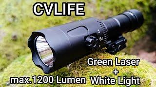 CVLIFE Picatinny Led Taschenlampe Waffenlicht Gewehrlicht grüner Laser Review Flashlight Test