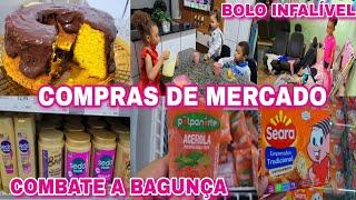 COMPRAS DE MERCADO- BOLO QUE NUNCA FALHA-ORGANIZEI A BAGUNÇA EM MINUTOS! CORRERIA EM DIA DE CHUVA️