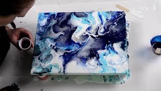 (393) Ocean Dutch Pour! Mixed Media Acrylic Pour Technique