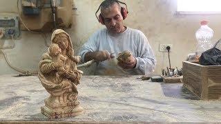 Olive Wood Carving: Virgin Mary Statue