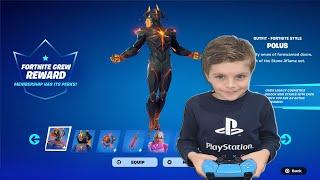 Giving My 11 Year Old Kid NEW Fortnite Crew Pack Skin Unlocking POLUS And New Free Skin Styles Today