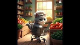 cute cat buying groceries#youtubeshorts #cuteanimal #cat dog chronicles