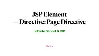 JSP Element - Directive: Page Directive