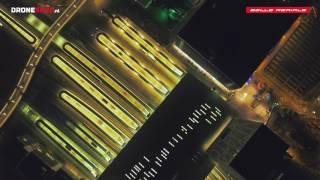 Utrecht Centraal Station Stadsplateau by Night filmed by drone