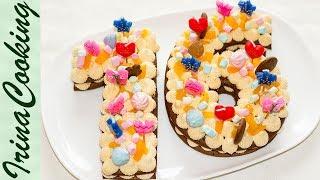 Медовый Торт ЦИФРА   с Заварным Фруктовым Кремом Cake Number Letter