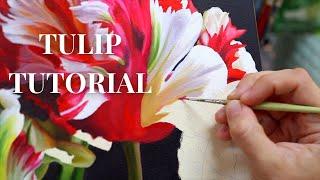 Tulips Oil Painting Tutorial - Learn How to Paint Tulips in this Timelapse