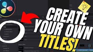 If you use TITLES in Davinci Resolve you NEED to know this! Saving Custom Titles to Effects Library