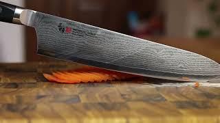 Mcusta Zanmai VG10 240mm Damascus Gyuto vs Tomato