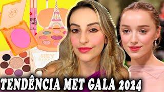 BLUSH PINK* MAIOR TENDÊNCIA  | Inspiração de Maquiagem Romântica do MET GALA 2024 | Phoebe Dynevor