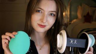 ASMR Sleepy Silicone Scrubbers & Whispered Rambles w/ 3dio  50k Subscriber Special