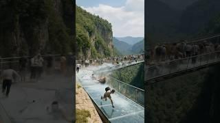  MASSIVE Earthquake Breaks On Glass Bridge! #shorts