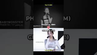 The difference is huge #fypviralシ #monstiez #kpop #babymonster #baemon #pharita #chanya #yg