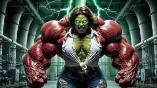 She Hulk Female Muscle Growth Teaser | AI muscle growth animation | AI Muscle Girl, Muscle Woman FMG