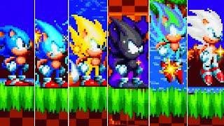 EVOLUÇÂO DO SONIC EM FORMAS SUPER, DARK, LIGHTNING SUPER, HYPER E MUI! (Evolution Forms Sonic Mania)