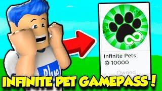 BUYING THE INFINITE PET GAMEPASS AND GETTING MAX PETS EQUIPPED!! (Roblox)