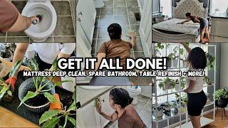 GET IT ALL DONE  MATTRESS DEEP CLEAN | SPARE BATHROOM | REFINISH COFFEE TABLE + MORE!