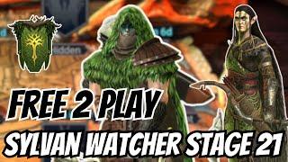 THE BEST SYLVAN WATCHER STAGE 21 GUIDE!! FREE2PLAY | Raid: Shadow Legends |