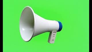 White Megaphone Spinning on Solid Green Background | Isolated Footage