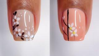 5 Unhas curtas decoradas fáceis e simples com flores passo a passo