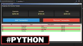 Python Project Tutorial - How to Make an Expense and Income Tracker Using Tkinter and MySQL Database