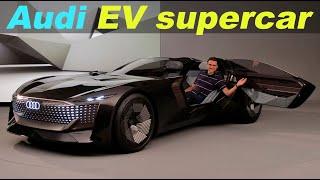 The Audi EV batmobile  with adjustable length!  Audi skysphere roadster supercar