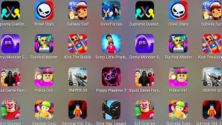 Grimace Monster Scary Survival,Squid Game Family,Poppy Playtime 4,Barry Police Girl,Roblox,Sniper 3D