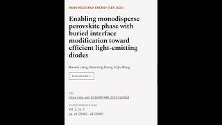 Enabling monodisperse perovskite phase with buried interface modification toward effi... | RTCL.TV